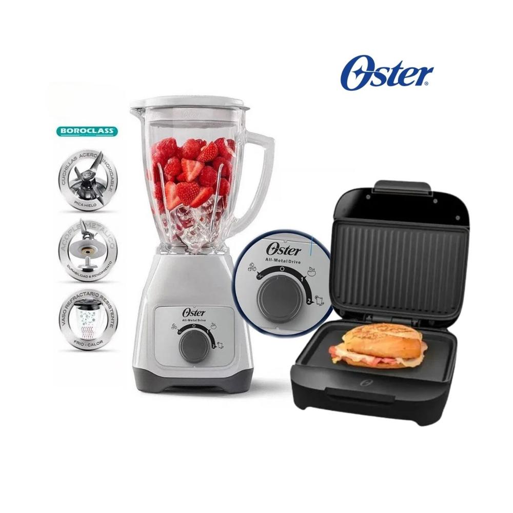 Combo Oster Licuadora 1.5 LT Vaso de vidrio Boroclass - Sandwichera