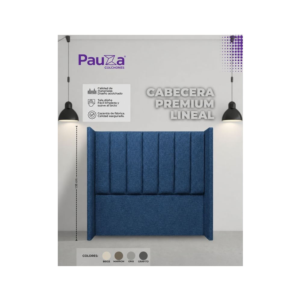 CABECERA PAUZA PREMIUM LINEAL QUEEN AZUL