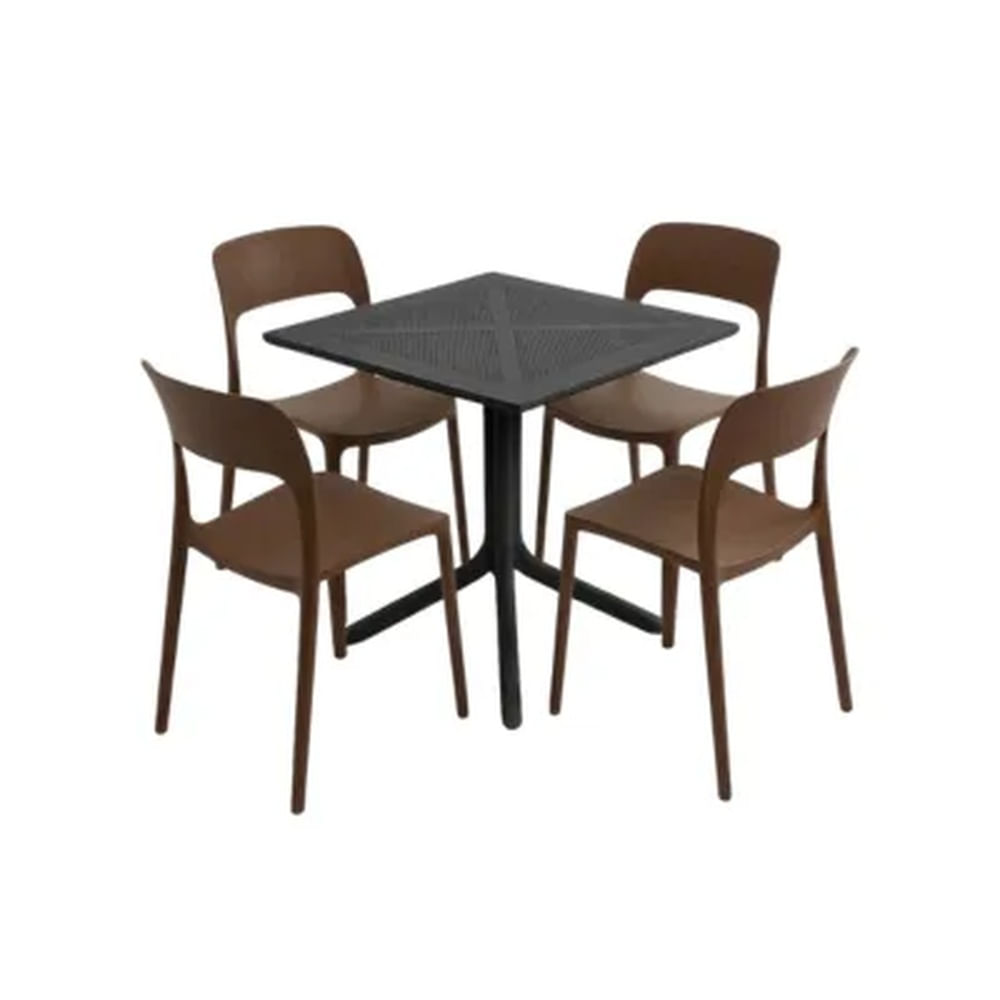 Pack de Comedor / Mesa TORONTO NEGRO + 4 sillas LISBOA MARRON