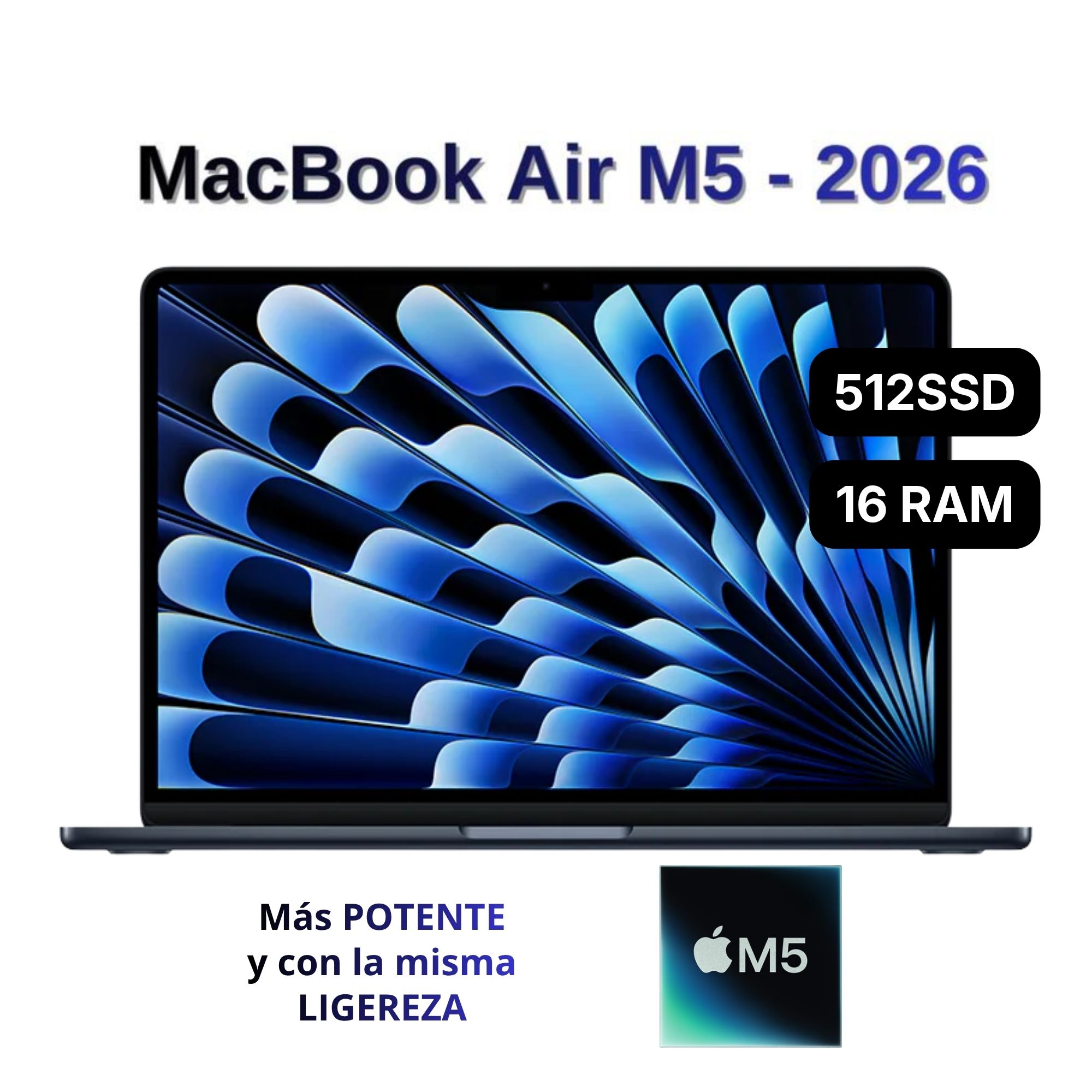 MacBook Air Apple de 13'' Chip M5 16GB RAM 512GB SSD Teclado Inglés - Midnight