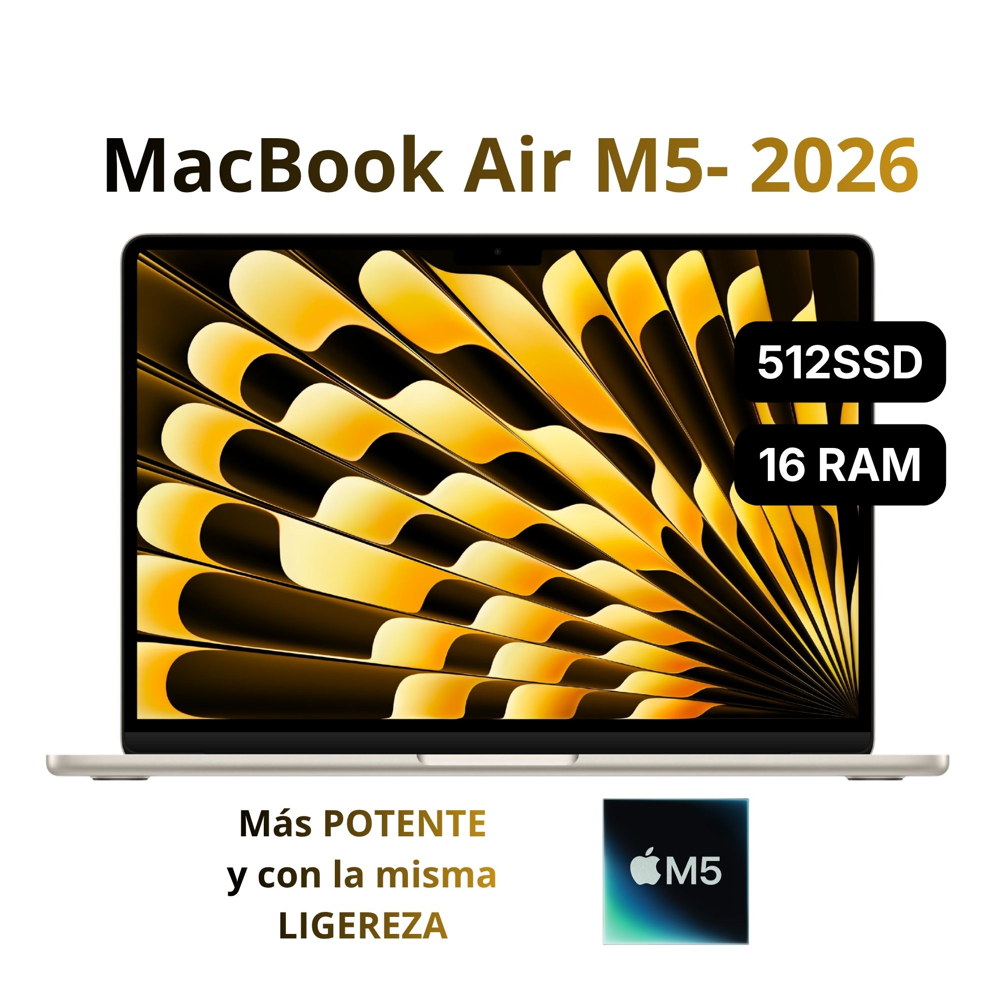 MacBook Air Apple de 13'' Chip M5 16GB RAM  512GB SSD Teclado Inglés - Starlight
