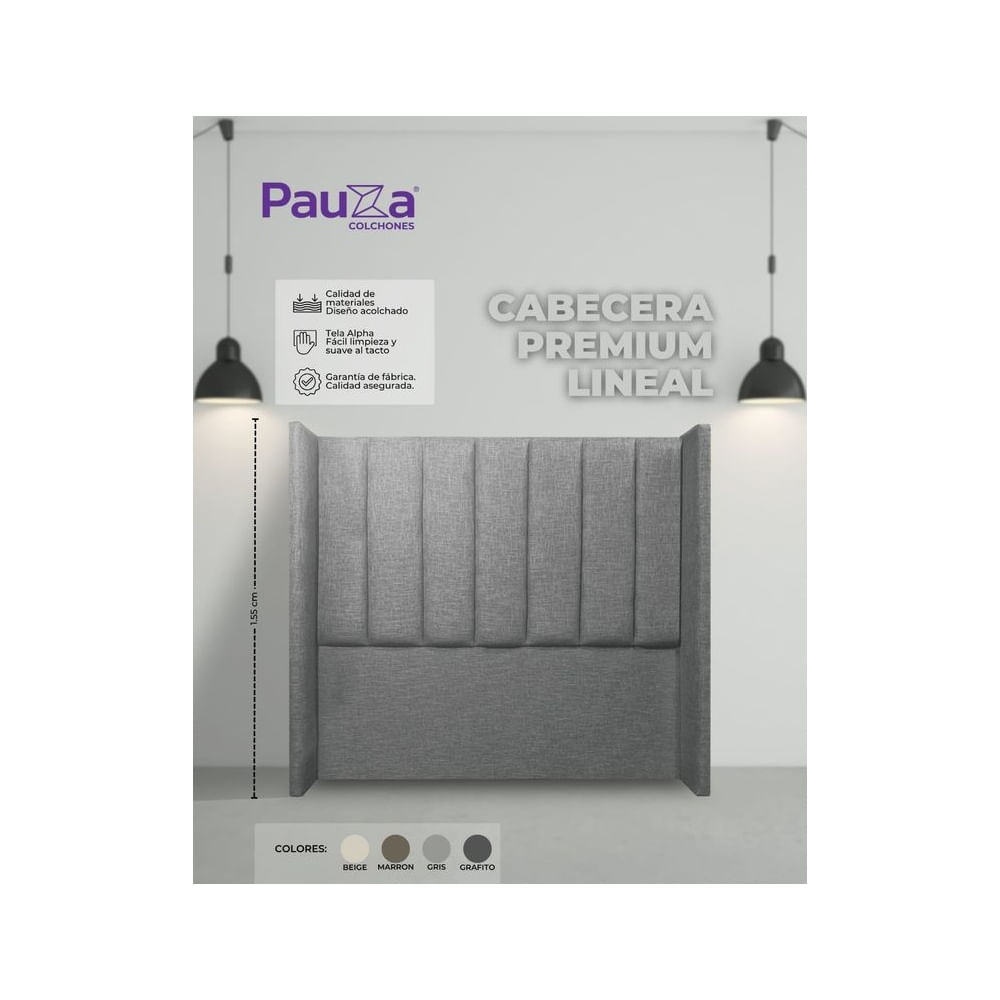 CABECERA PAUZA PREMIUM LINEAL KING MARRON