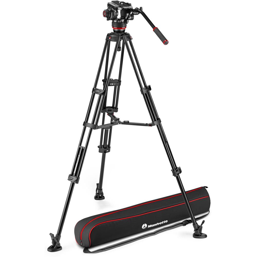 Manfrotto 504X Cabezal de Video Fluido + Tripode de Aluminio MVTTWINMA con Esparcidor de N