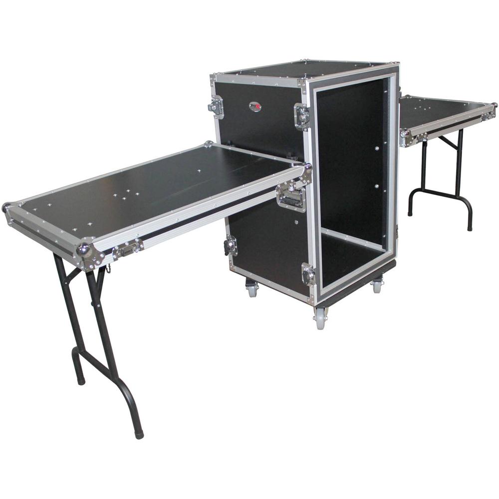 ProX Amplificador Rack Case T-14RSPWDST 14 RU con Ruedas y Mesas Laterales