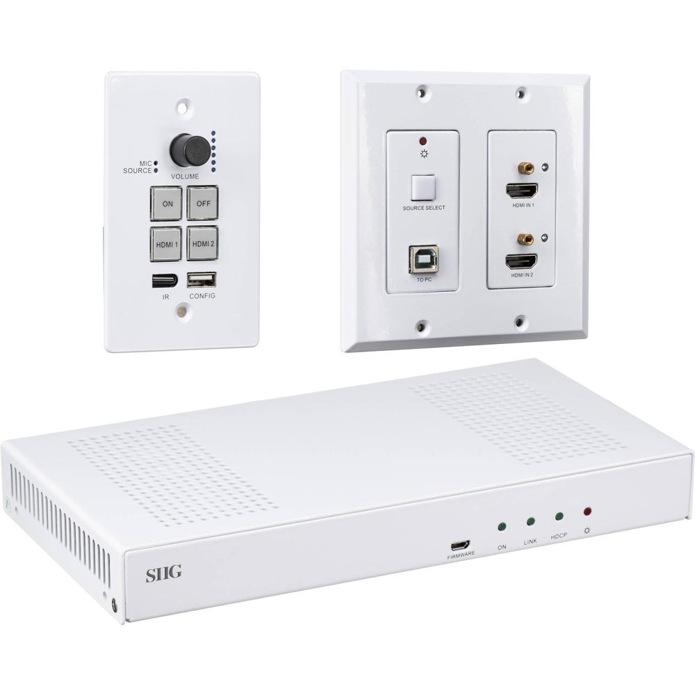 SIIG Kit Wallplate 1080p HDMI HDBaseT - Transmisor y Receptor, Soporta 2 Fuentes HDMI, Con