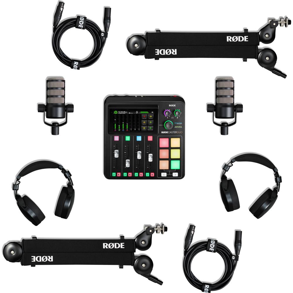 RODE RODECaster Duo Kit para Podcasting de 2 Personas con 2 PodMic, Brazo de Estudio PSA1+