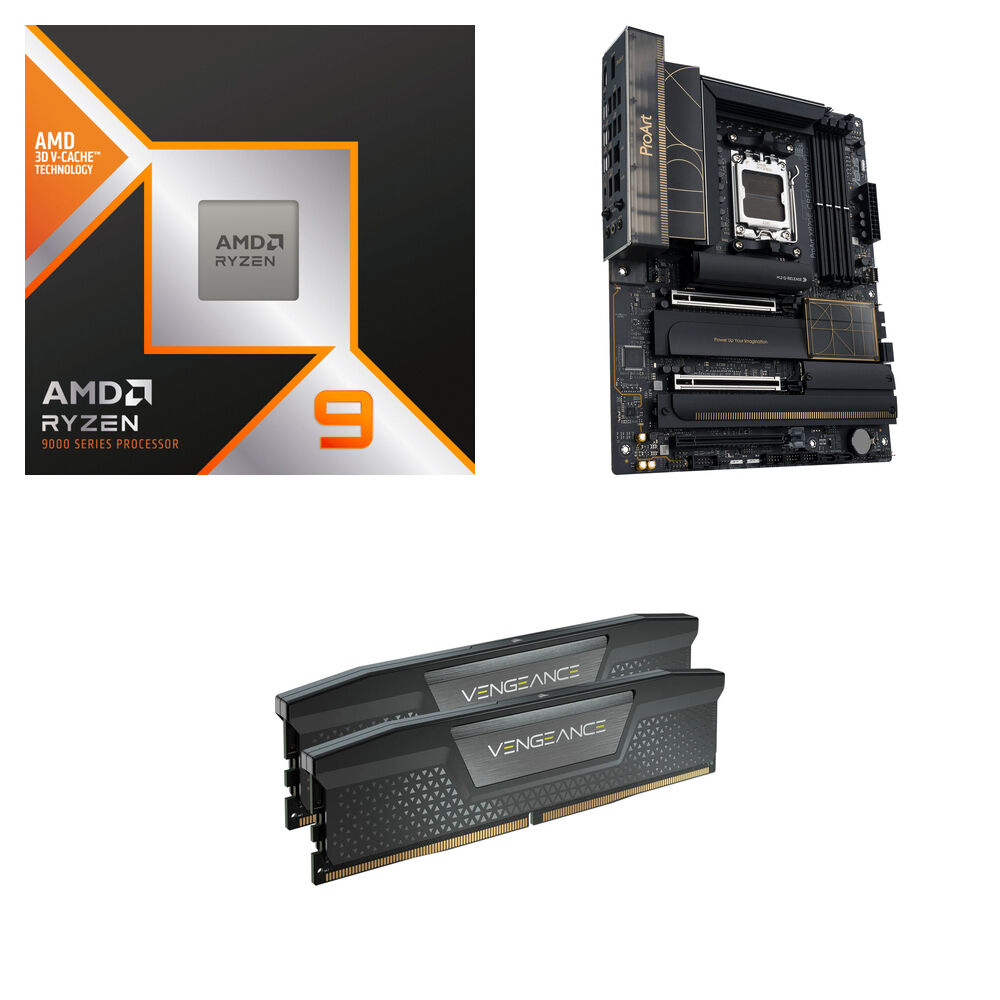 AMD Ryzen 9 9900X3D + ASUS ProArt X870E-Creator WiFi + Corsair 32GB VENGEANCE DDR5-6000