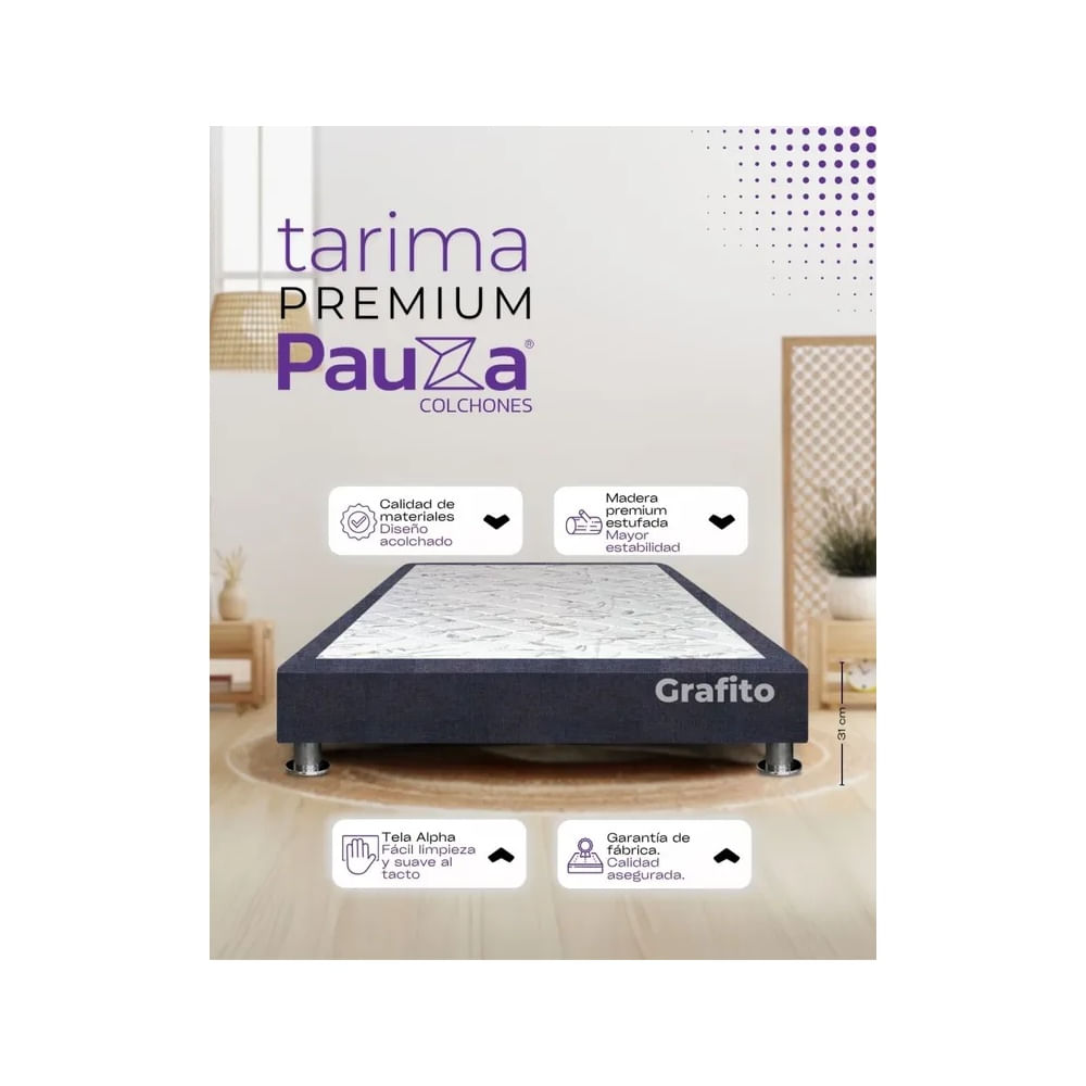 BASE BOX TARIMA PAUZA QUEEN GRAFITO