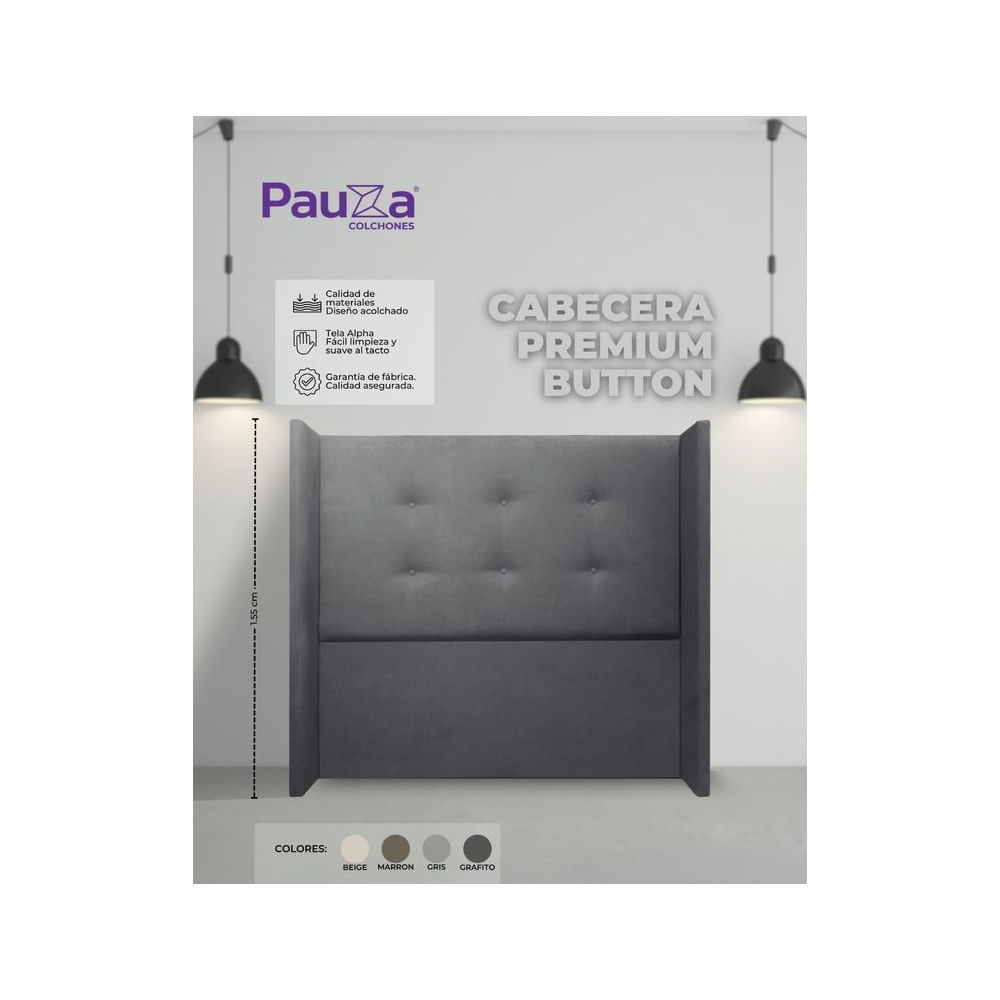CABECERA PAUZA PREMIUM BUTTON 1.5 PLZ GRIS