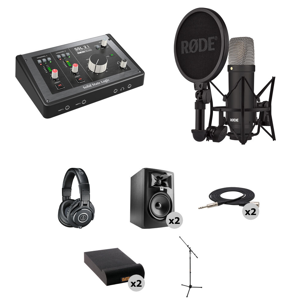 Solid State Logic SSL 2 MKII Interfaz de Audio/MIDI USB-C con Kit de Estudio en Casa