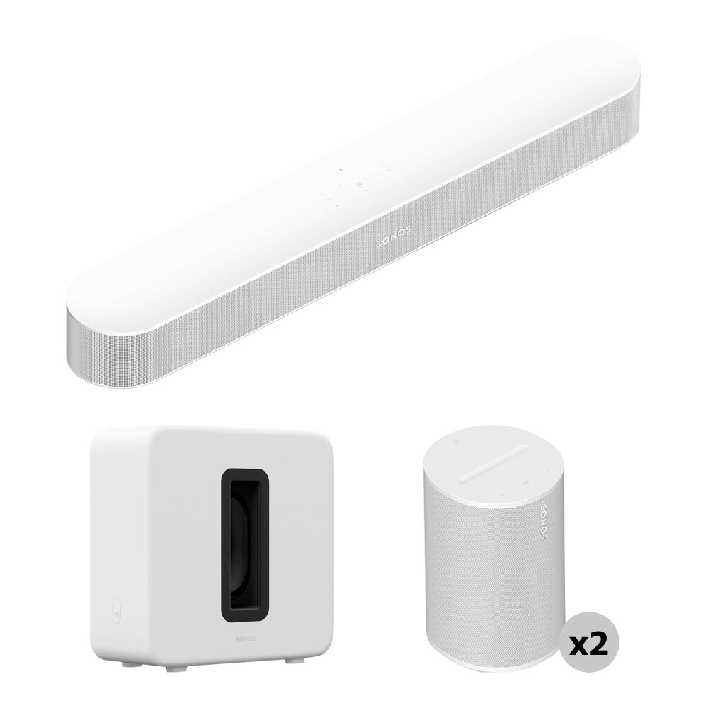 Sonos Beam Gen 2 Barra de Sonido con Subwoofer Inalámbrico Sonos Sub 4 y Dos Altavoces So