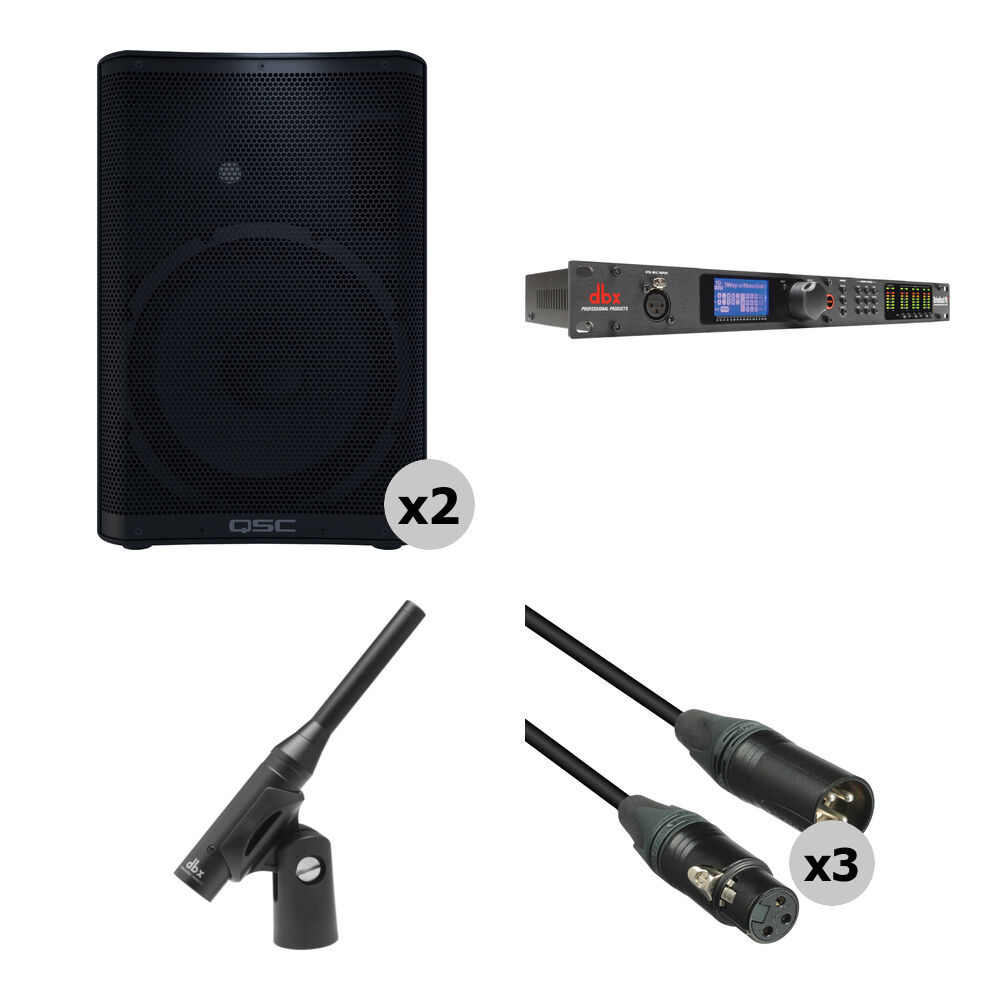 QSC CP12 Kit de Altavoces Activos Compactos 12"" 800W con Procesador de Sonido y Micrófono