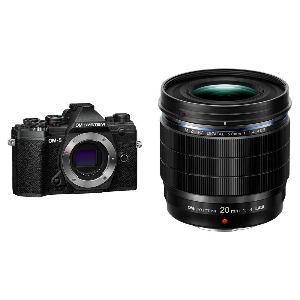 OM SYSTEM OM-5 Cámara Mirrorless con Lente M.Zuiko Digital ED 20mm f/1.4 PRO - 20.4MP, DC