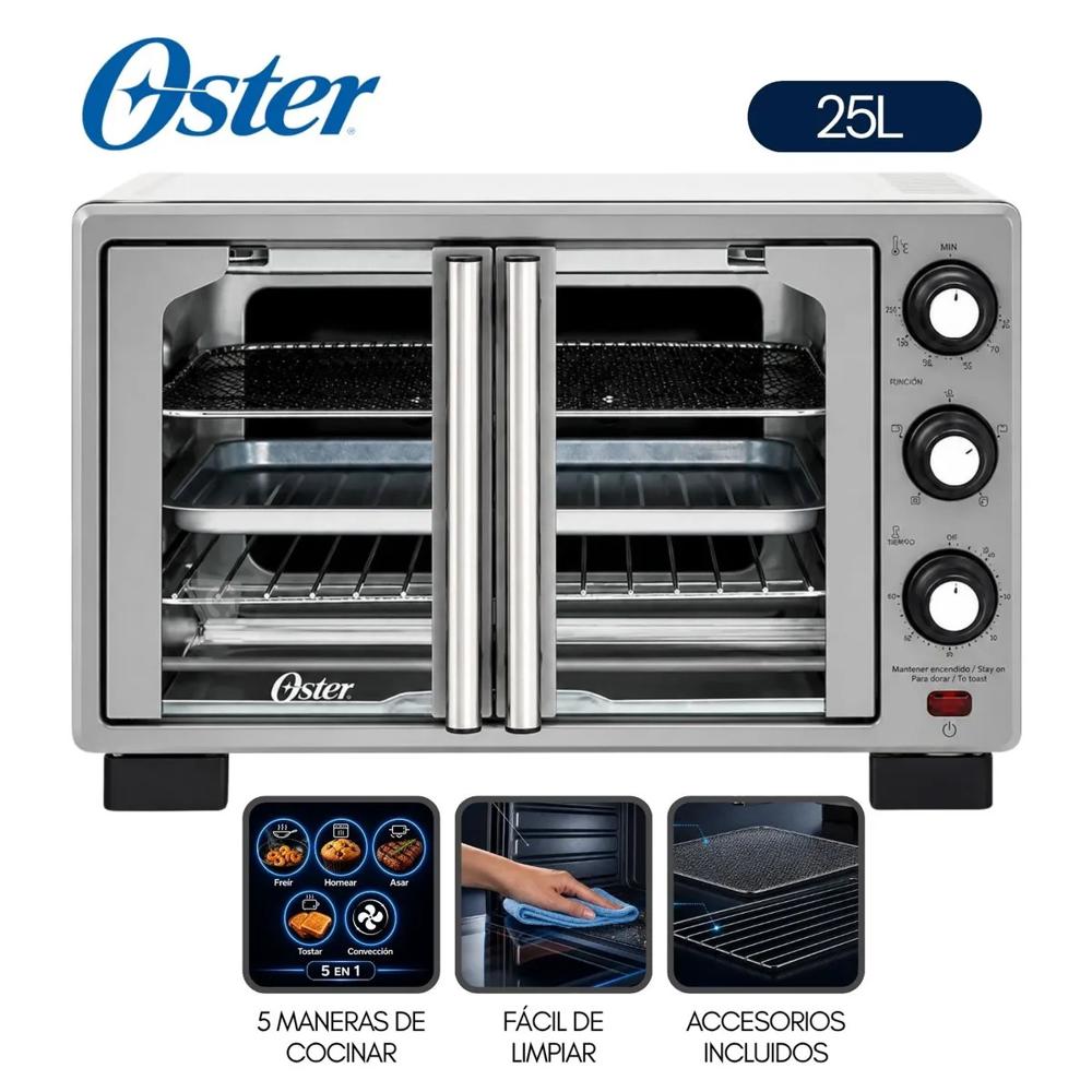 Horno con freidora de aire Oster de 25 litros puertas francesas TSSTTV25FDMAFNS