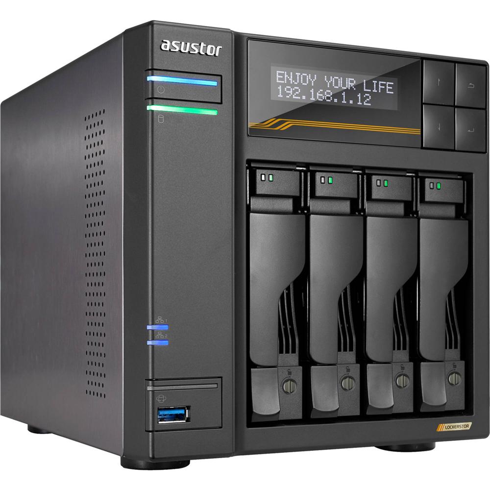 Asustor Lockerstor 4 Gen3 NAS 4-Bay - 4 x SATA, 4 x NVMe PCIe 4.0, AMD Ryzen 2.3 GHz, 16GB