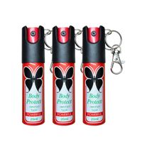 Pack 3 Gas Pimienta Llavero 20ml Compacto Con Seguro Portátil y Clip Metálico Rojo
