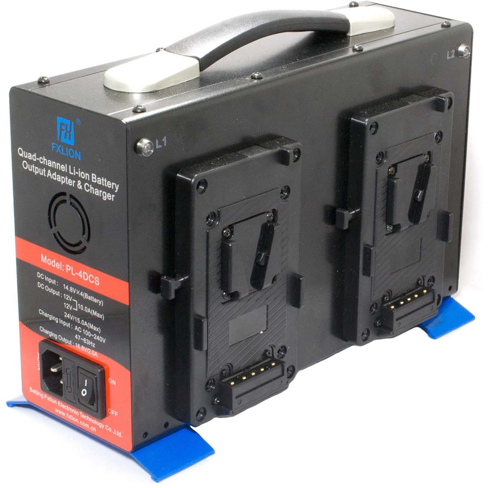 CINEGEARS Quad-Charger Power Station V-Mount 14 VDC - Carga Simultánea para 4 Baterías,