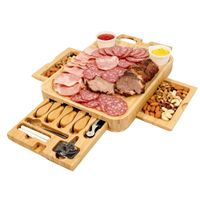 Tabla para Quesos Extendible de Bambú Con Cuchillos de Acero con Mango de Madera