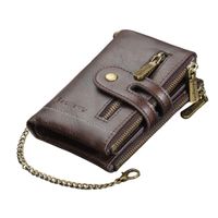 Billetera De Cuero Vegano PU Diseño Tipo Jeep Café D3226