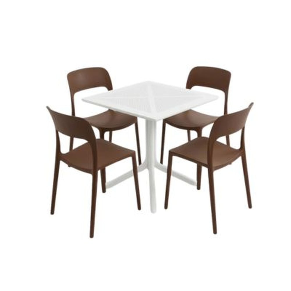 Pack  de Comedor / Mesa TORONTO BLANCO  + 4 sillas LISBOA MARRON