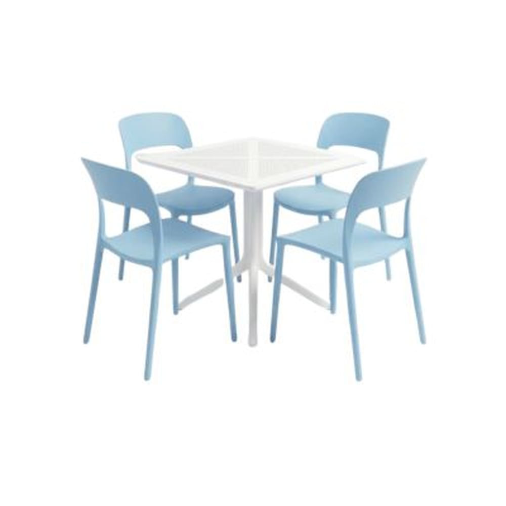 Pack  de Comedor / Mesa TORONTO BLANCO  + 4 sillas LISBOA CELESTE BEBE