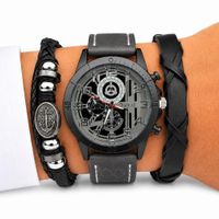 Set Reloj Analógico Cuarzo para Hombre con Pulseras Ancla para Regalo - Gris