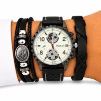Set Reloj Analógico Cuarzo para Hombre con Pulseras Ancla para Regalo - Negro