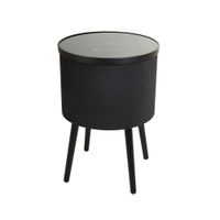 Mesa con Parlantes Bluetooth Cargador Inalambrico USB para Celulares Luces LED Entrada AUX Redonda
