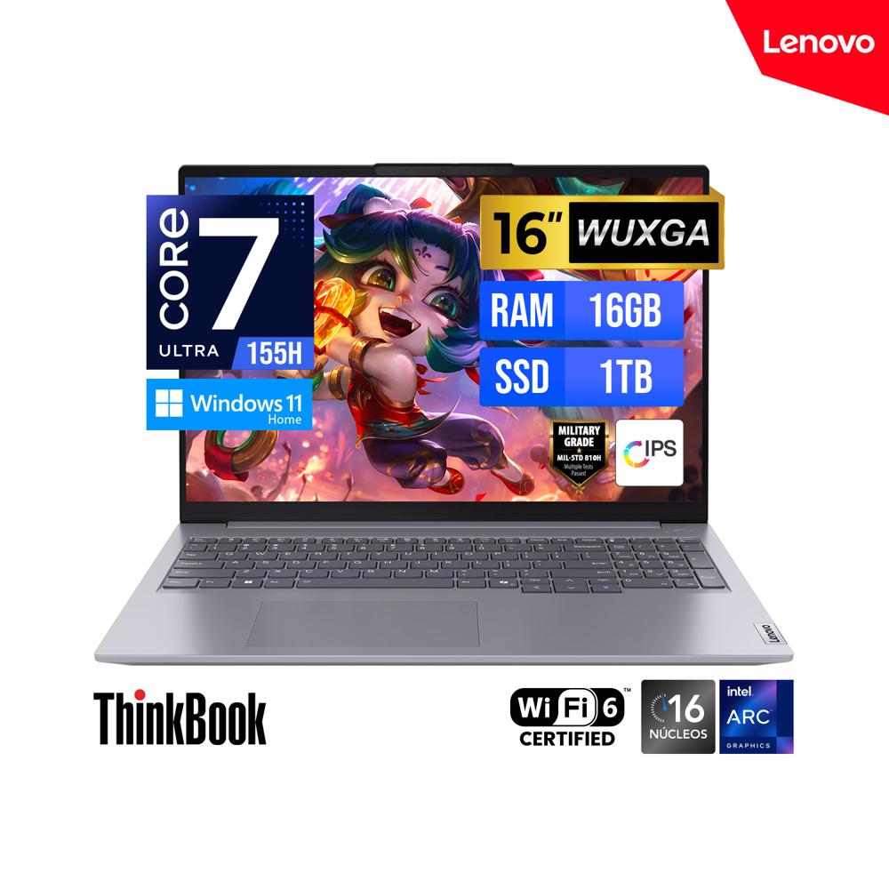 LAPTOP LENOVO THINKBOOK 16 G7 IML 16  WUXGA IPS Core Ultra 7 155H RAM 16GB SSD 1TB Win 11 Home
