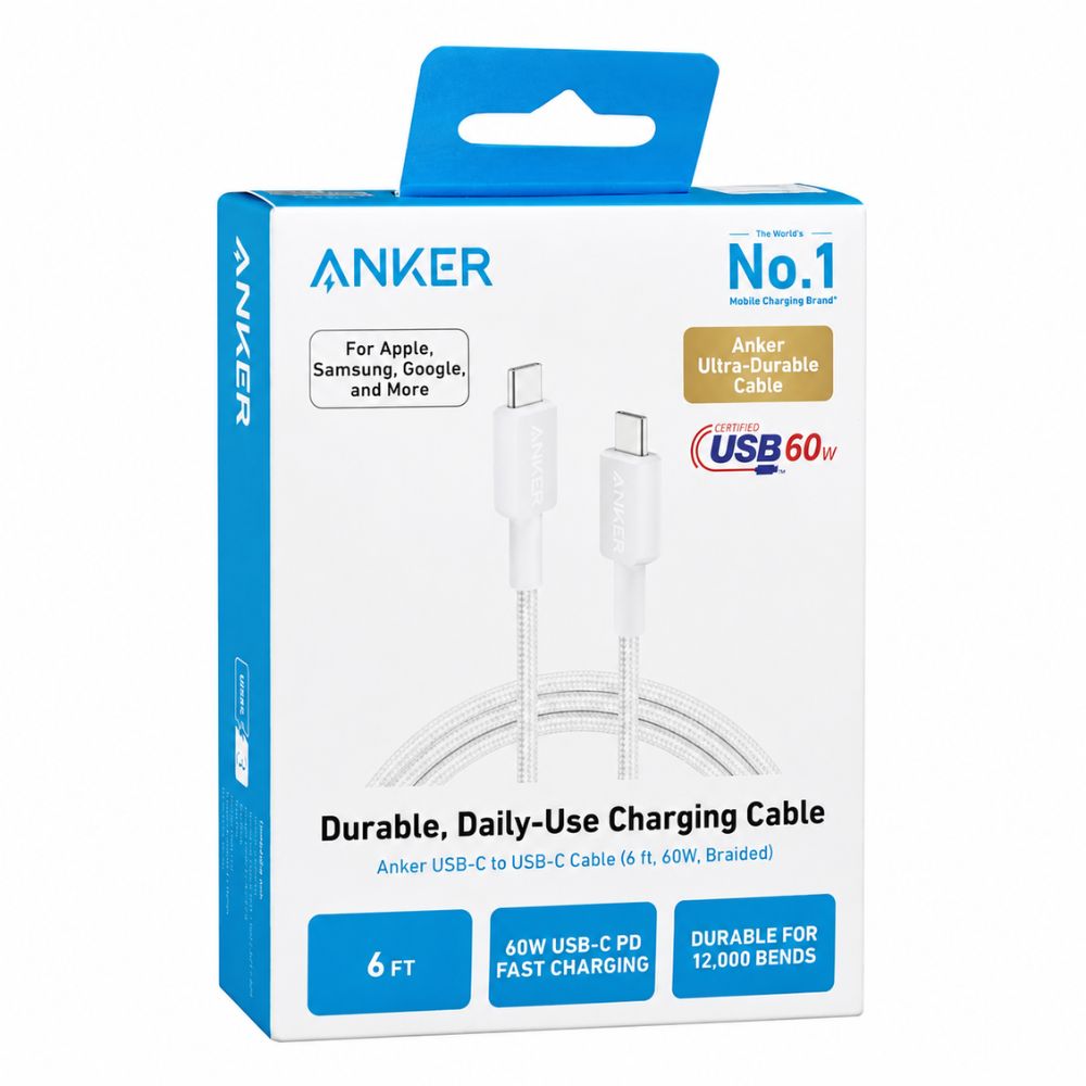 CABLE ANKER 322 USB-C A USB-C 1.8m BLANCO