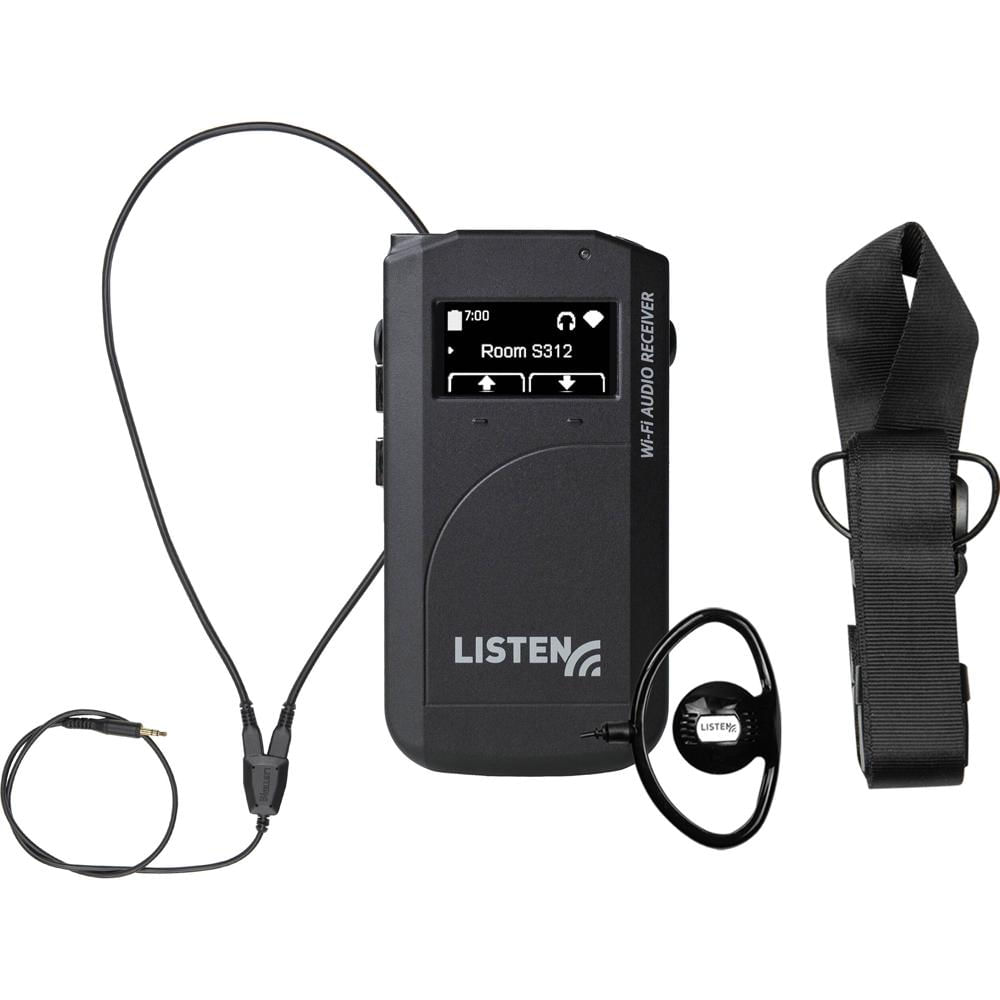 Listen Technologies LWR-1050 Receptor de Audio Wi-Fi con Lanyard y Neck Loop
