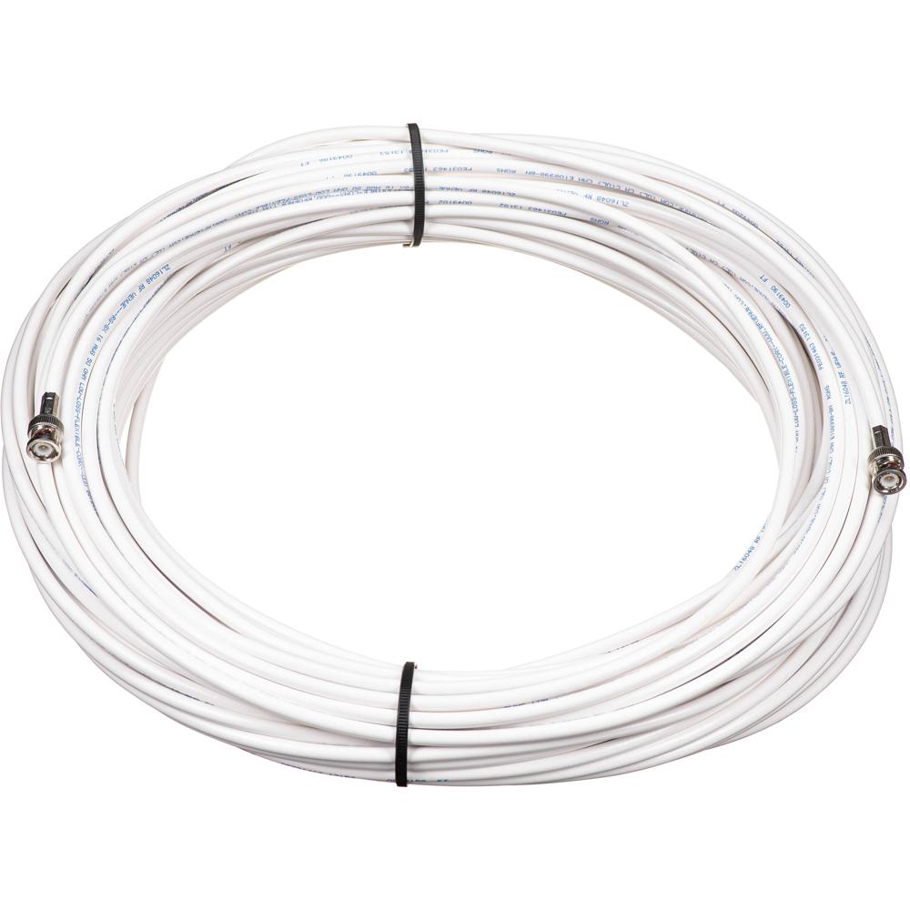 RF Venue RG8X Cable Coaxial 150' con Conectores BNC Macho Duales, Blanco