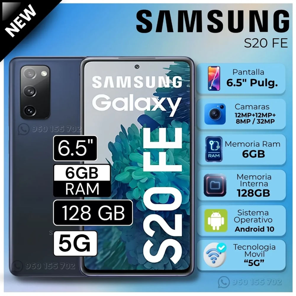Celular Samsung Galaxy S20 FE 6.5 Pulg. 6GB RAM 128GB Android 10 -Azul