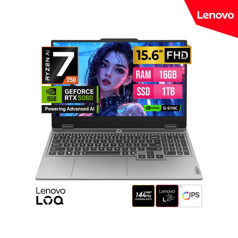 LAPTOP LENOVO LOQ 15ARP10 AMD RYZEN IA 7 250 15 6 IPS FHD 16GB DDR5 SSD 1TB RTX 5060 8GB GDDR7