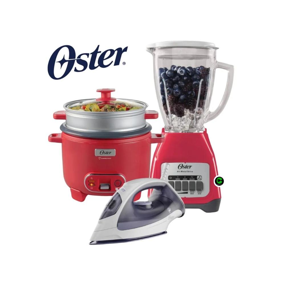 Combo Oster Licuadora 1.5 Litros - Olla Arrocera 1.8 LT- Plancha a Vapor
