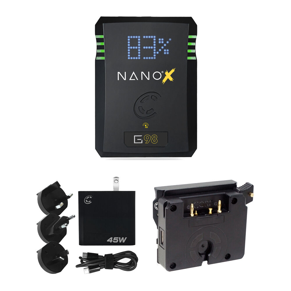 Core SWX NANO X G98 Kit de Batería Micro Gold Mount 98Wh con Cargador de Pared y Placa pa