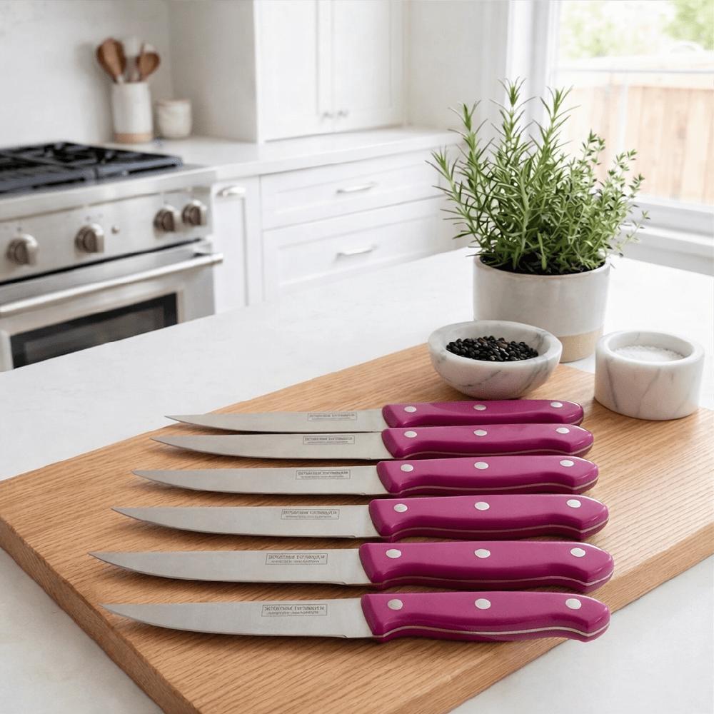 SET 6 CUCHILLOS ROSA 23 CM