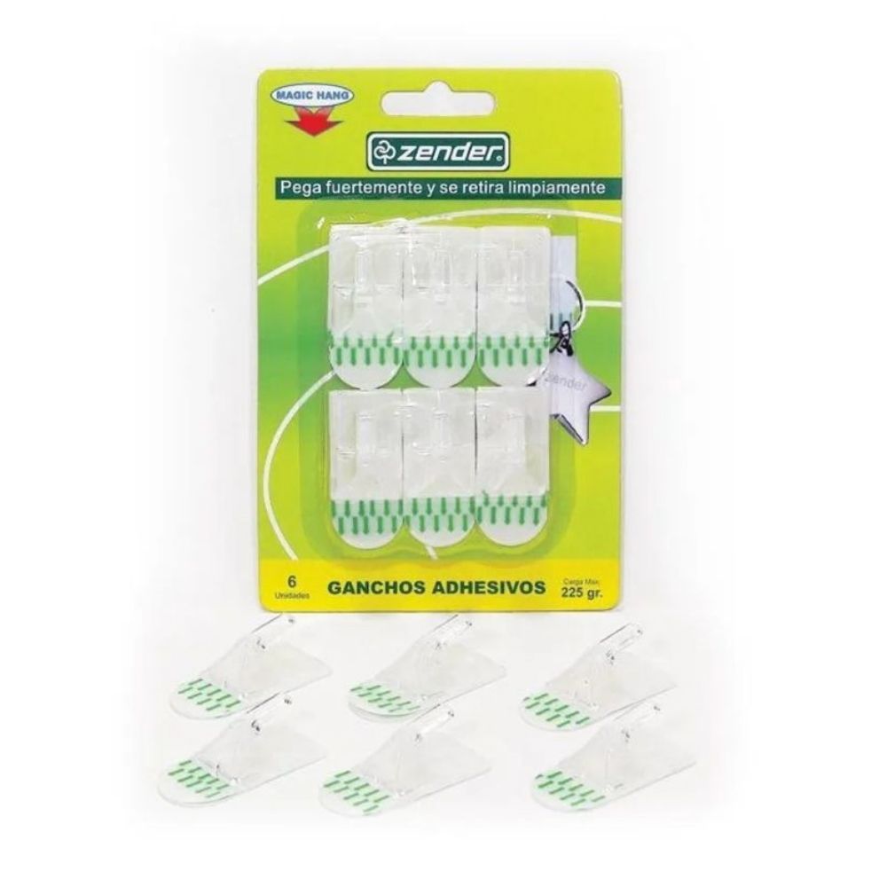 Gancho Transparente 6 unidades 225gr Zender