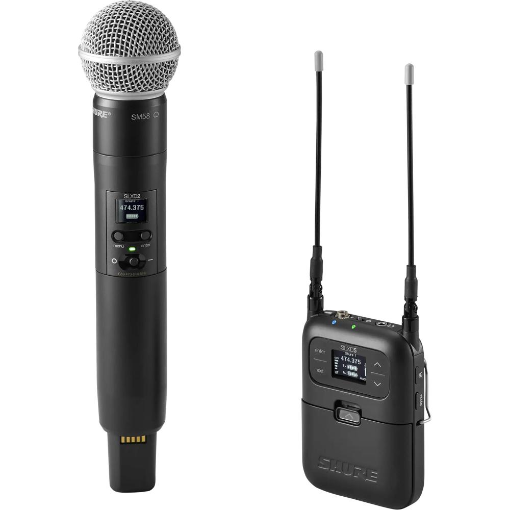 Shure SLXD25/SM58 Sistema de Micrófono Inalámbrico de Mano con Cápsula SM58, 24-Bit Aud