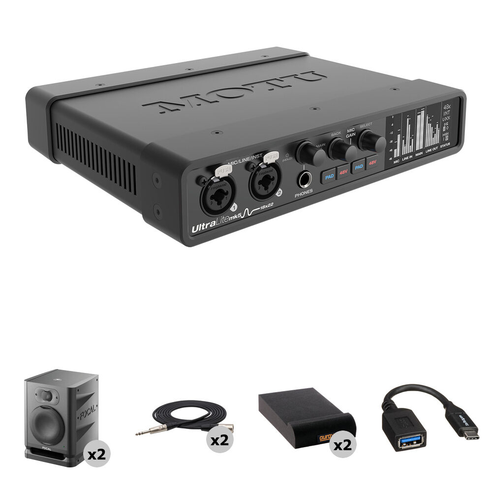 MOTU UltraLite-mk5 Interfaz de Audio/MIDI USB-C con Kit de Mezcla
