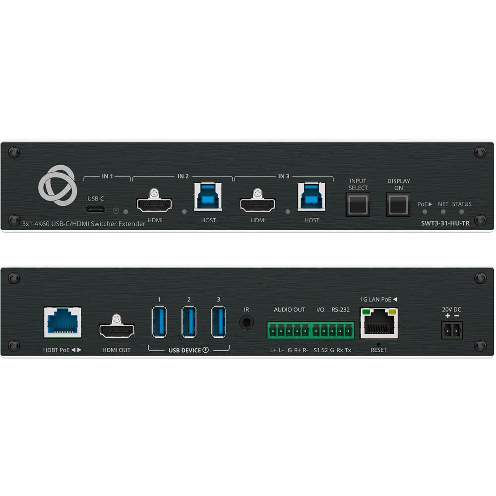 Kramer SWT3-31-HU-TR Switcher Extender 3x1 4K60 USB-C/HDMI con HDBaseT y PoE