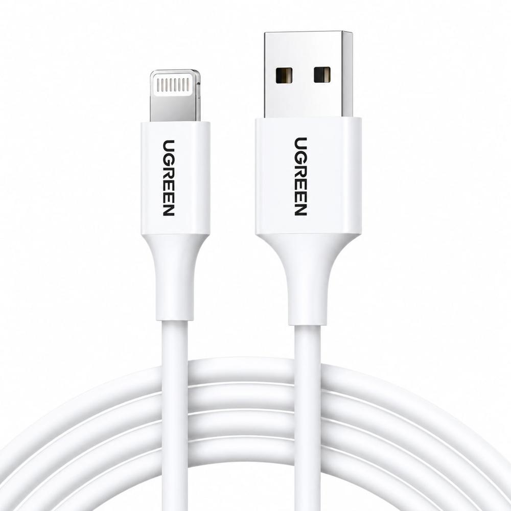 Cable USB-A Lightning Ugreen 1 M 2.4A 480Mbps MFi iPhone Blanco