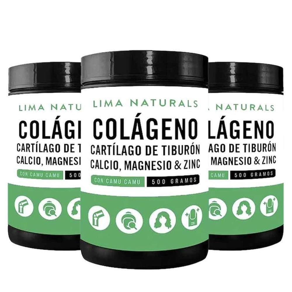 Colágeno, Cartilago de Tiburón, Magnesio 500 g Pack x 3