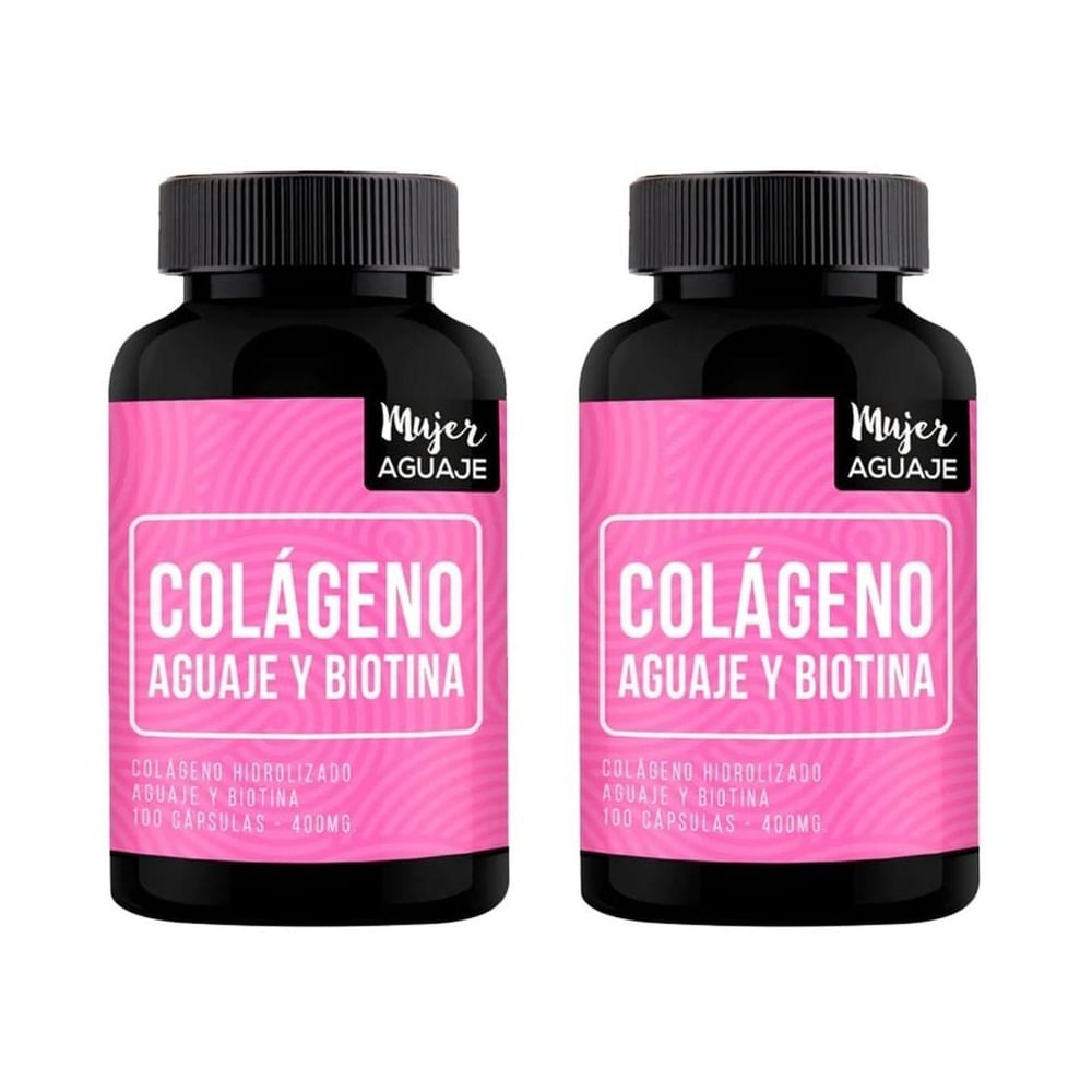 02 Frascos Colágeno, Aguaje & Biotina 100 Cápsulas