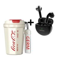 Combo Vaso Germ Beige 390ml + Audífono Lenovo HT38 Negro