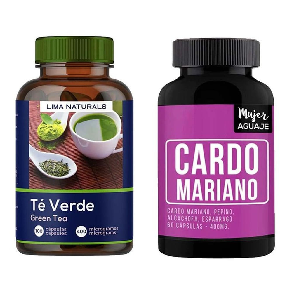 Te Verde 100 Cápsulas + Cardo Mariano 60 Cápsulas Mujer Aguaje
