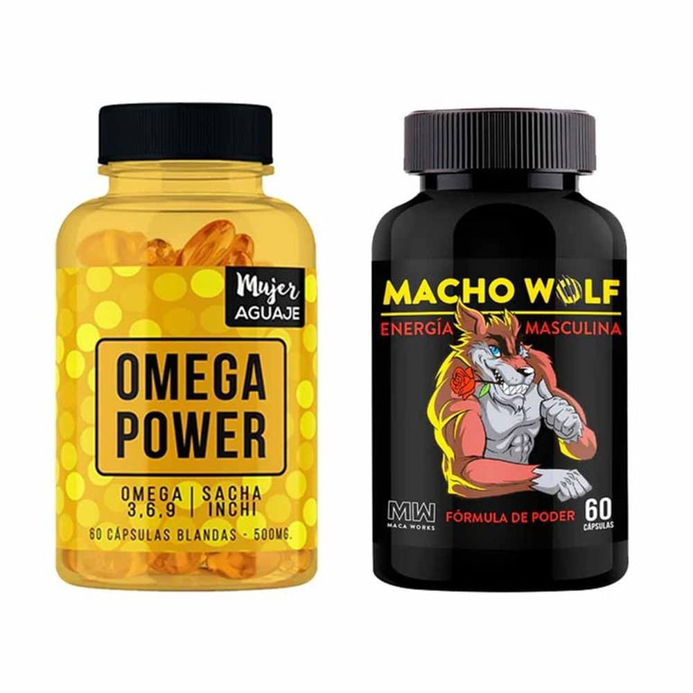 Omega Power 60 Cápsulas + Macho Wolf 60 Cápsulas Maca Works