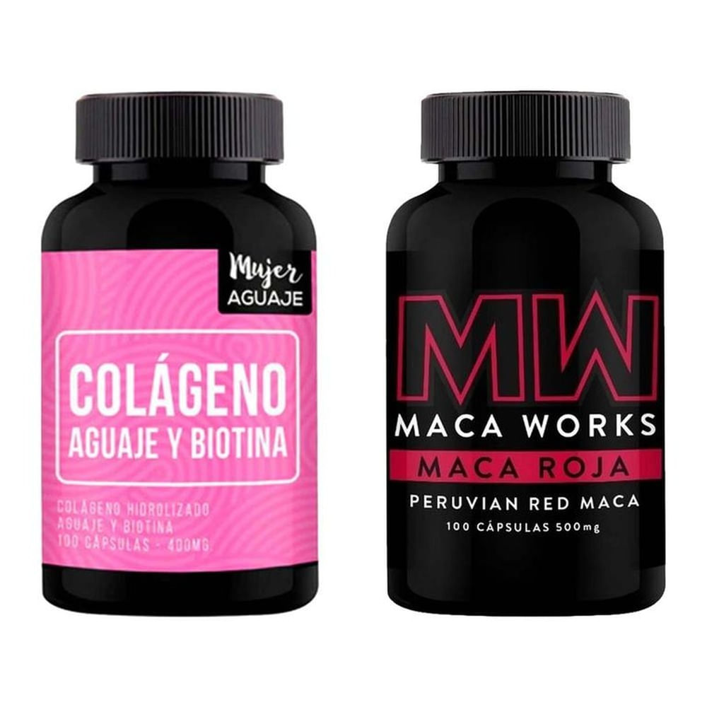 Colágeno, Aguaje & Biotina Cápsulas + Maca Roja Cápsulas Maca Works