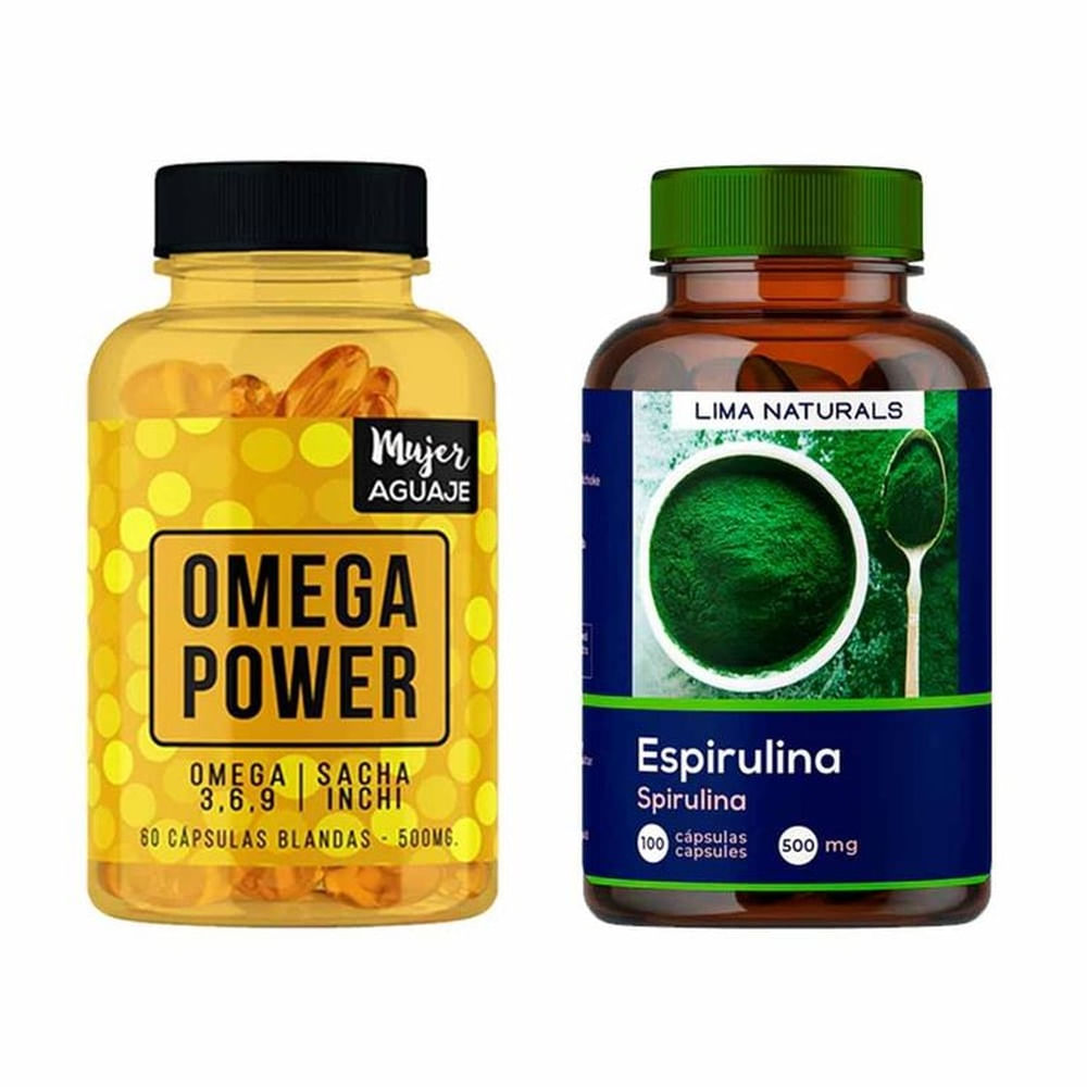 Omega Power 60 Cápsulas + Espirulina 100 Cápsulas Lima Naturals