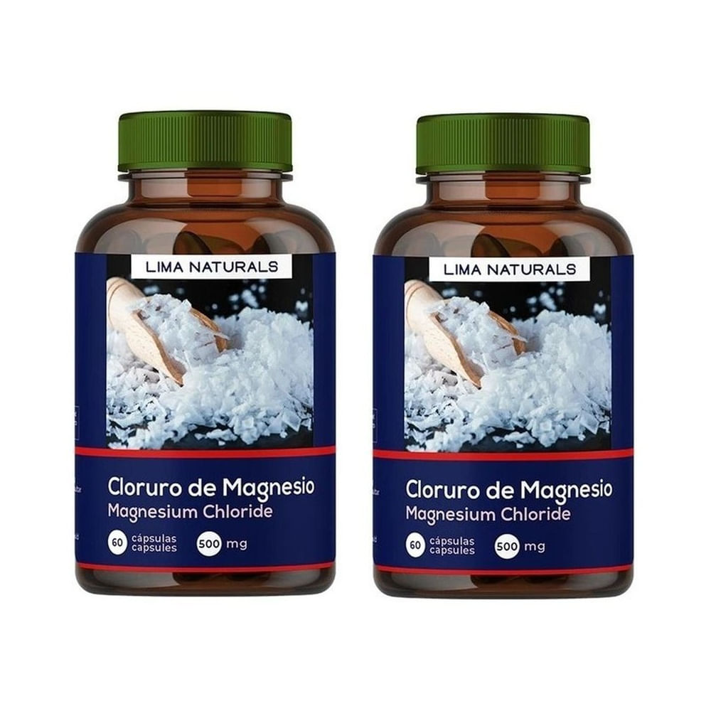 Pack 02 Frascos Cloruro de Magnesio Lima Naturals 60 Capsulas